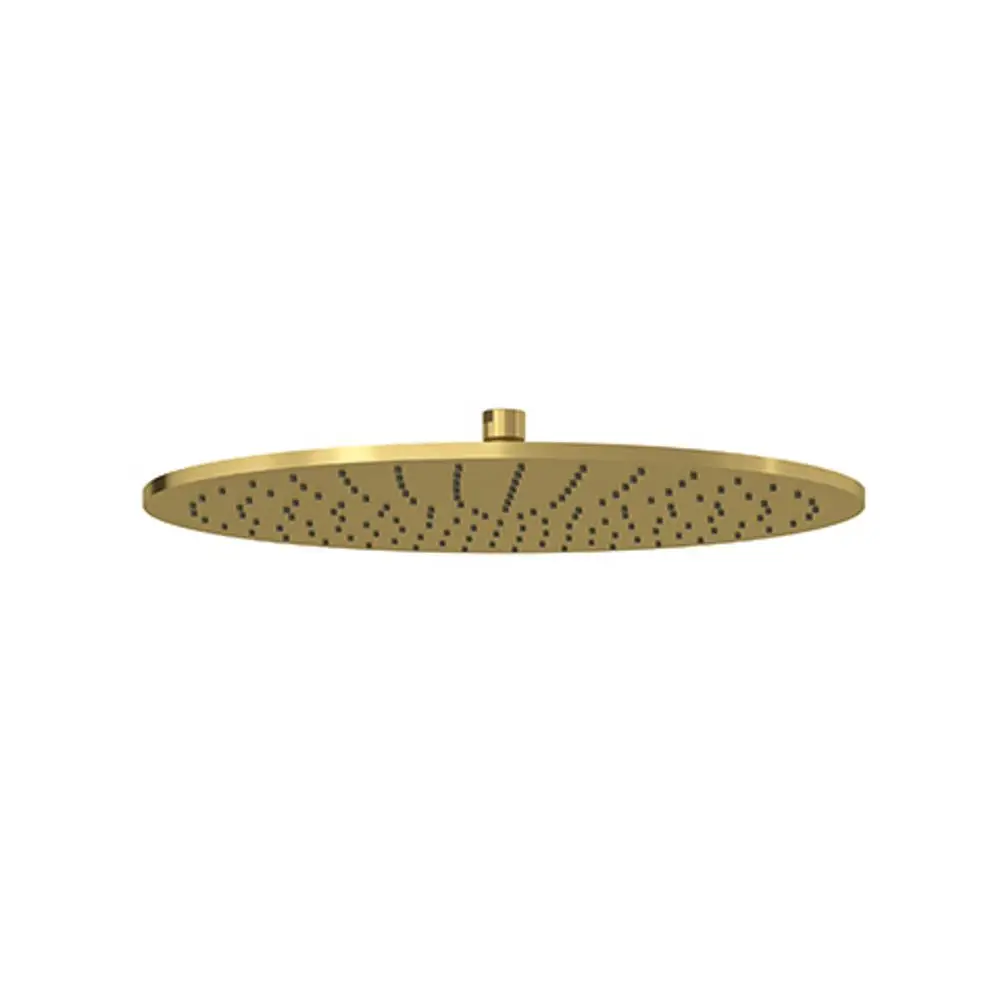 Duschkopf in runder Form mit goldener Oberfläche und gleichmäßiger Anordnung von Wasserlöchern, hergestellt von Kludi.